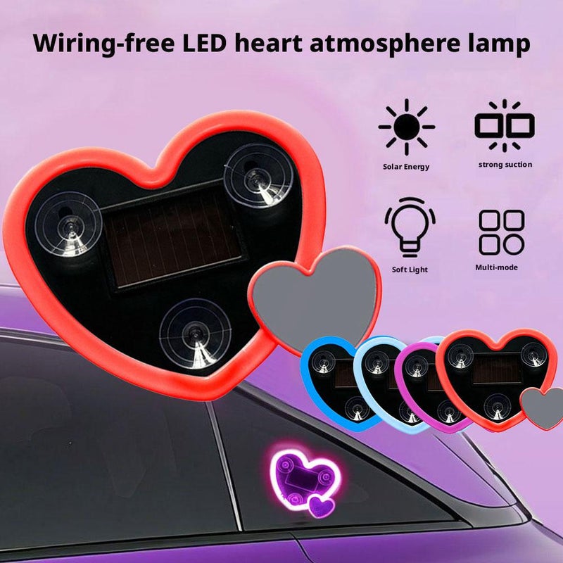 Car Interior Atmosphere Lights,Love Heart Shape Neon LED Window Light with 5 Light Modes,USB-C & Solar Charging, Vibrant Window Decoration Gift for Her/Him,Car Accessories Interior - Image 3